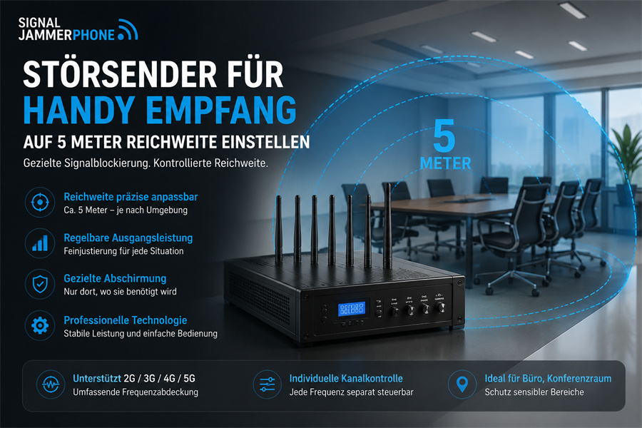 5 Meter präzise Abschirmung mit einem Störsender für Handy Empfang