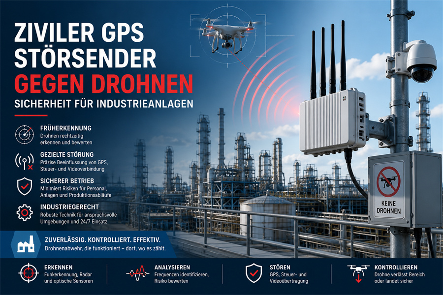 Ziviler GPS Jammer gegen Drohnen im Chemiewerk