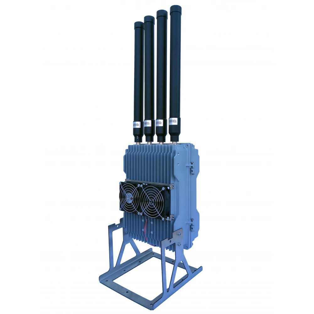 4 channel drone jamming device with a cooling fan can be mounted on a bracket