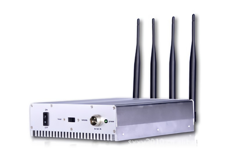 GSM 3G GPS jammer showing antenna ports and adjustment knobs