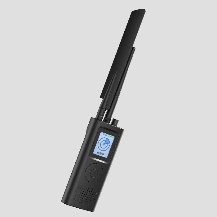 UAV detector showing real-time drone signal analysis on LCD display