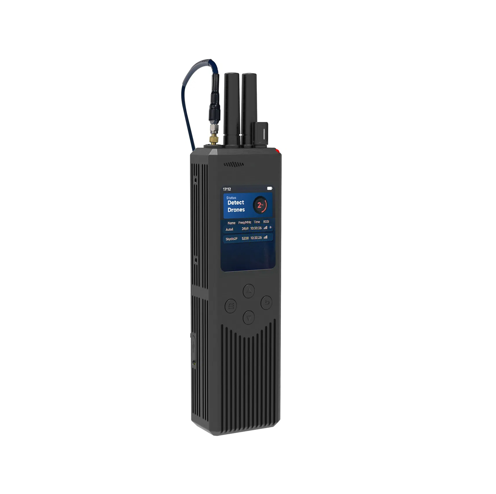 UAV signal monitoring device with alarm and touchscreen functions