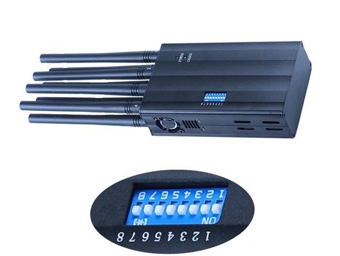 Aluminum alloy signal jammer with  and DIP switches.