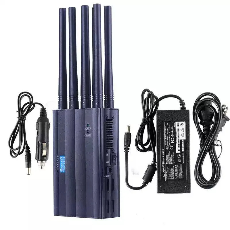 Mobile phone blocker with dual power supply system