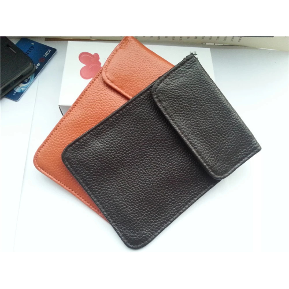 leather Faraday network blocker holding multiple RFID cards