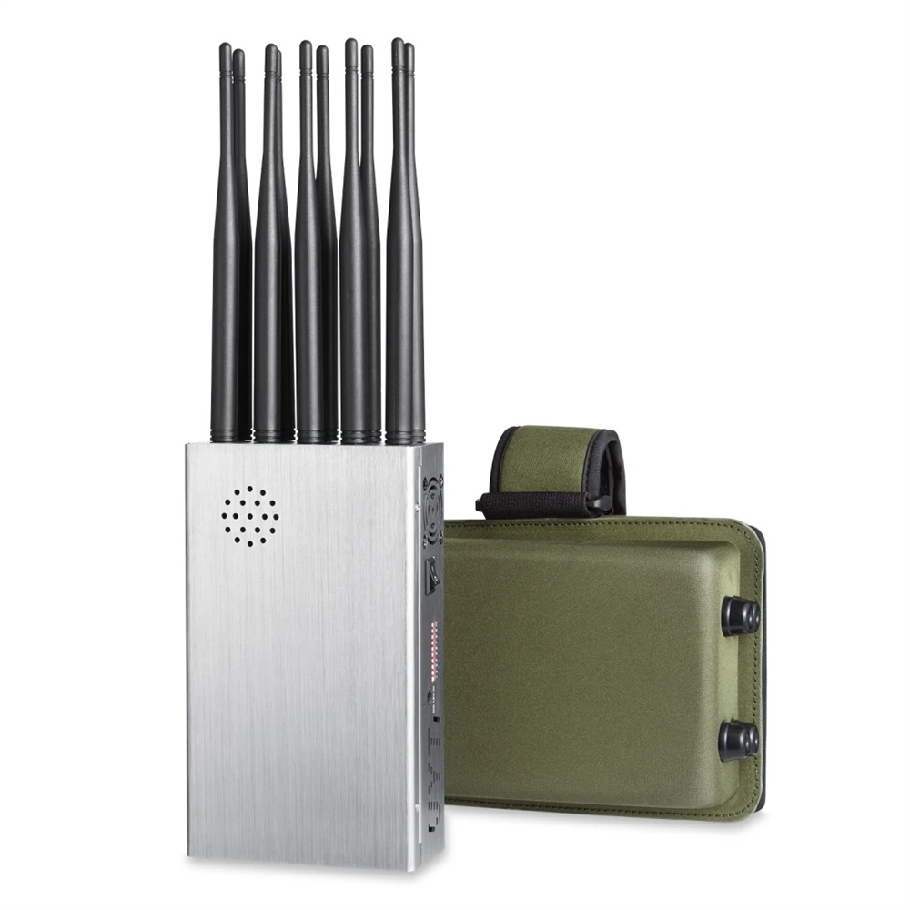Handheld portable jamming device blocking WiFi, GPS, Lojack, and cell phone signals