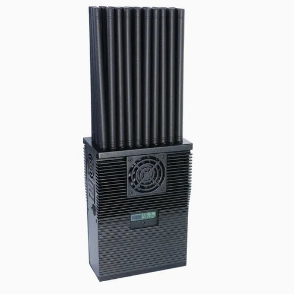 Portable WiFi 6E/7E signal blocker with LCD battery display and cooling fans