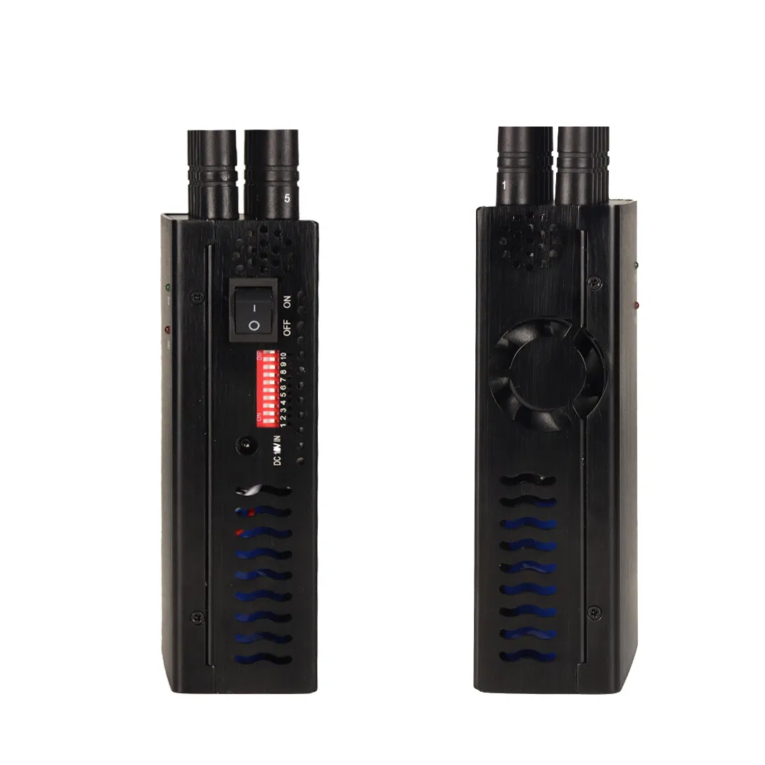 Handheld wireless signal jammer with frequency selection switches