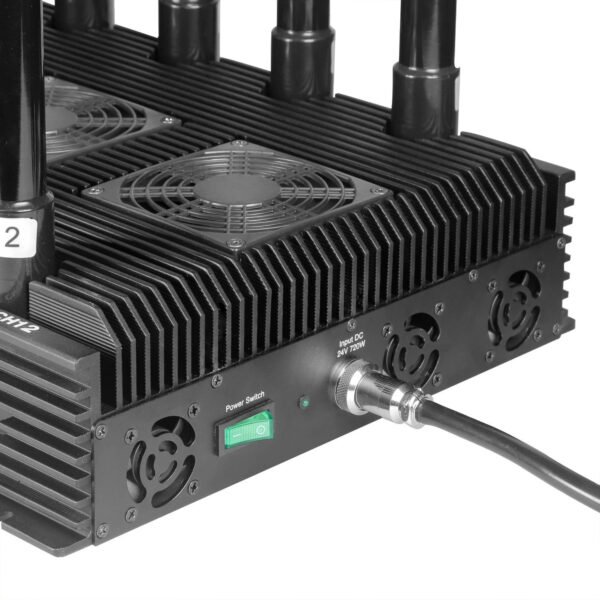 Cellular and WiFi signal blocker with finned base heatsink