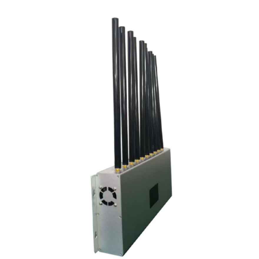 cellular phone and wireless signal jammer with cooling fan system and status display