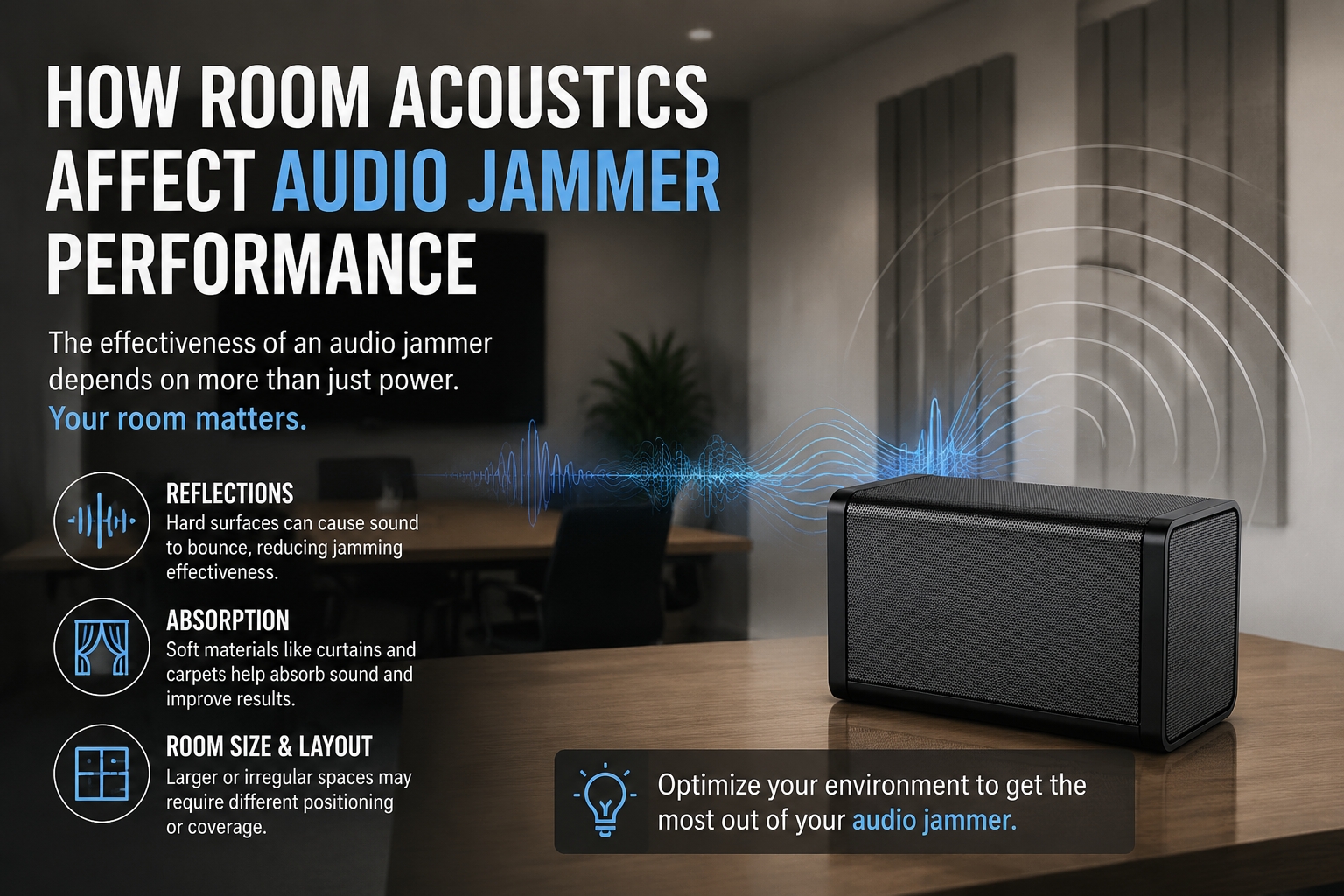 anti listening device used for voice privacy protection in different room acoustic environments