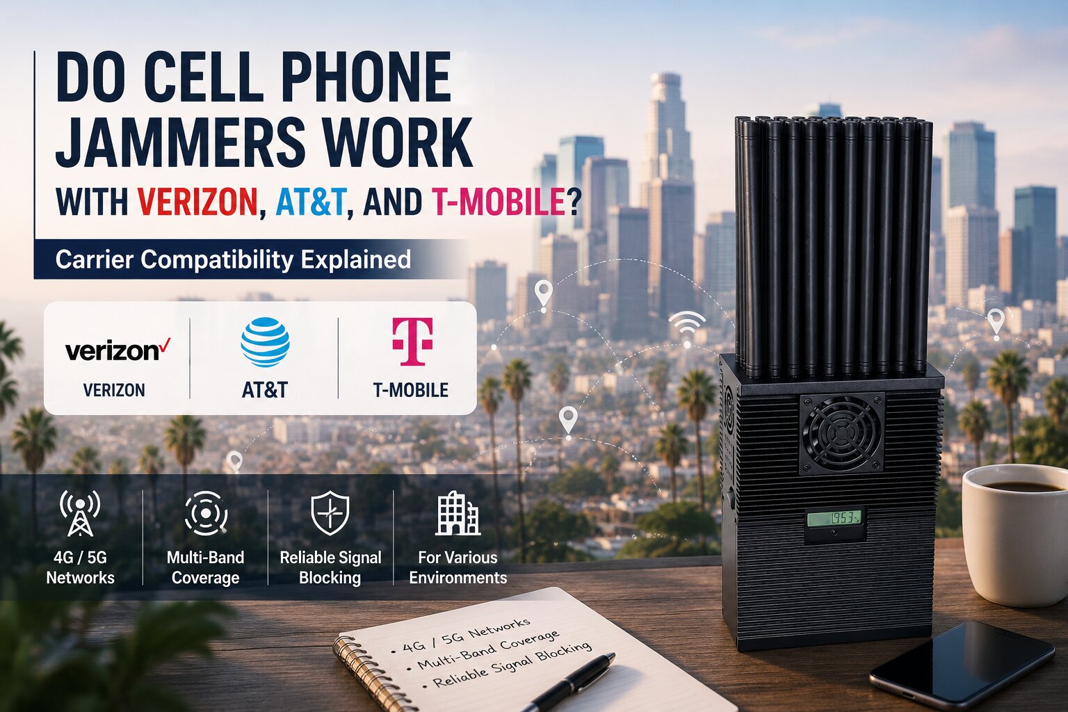 Cell phone jammer frequency compatibility with Verizon, AT&T, and T-Mobile networks