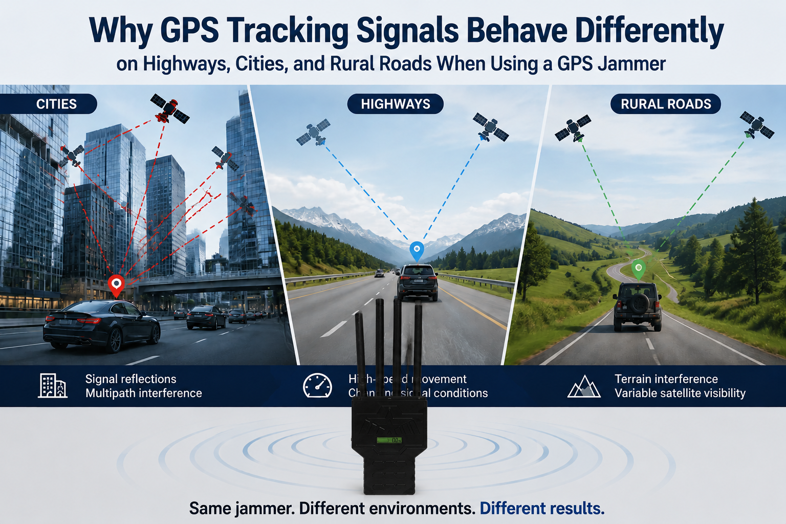 why the same gps jamming device performs differently in different locations